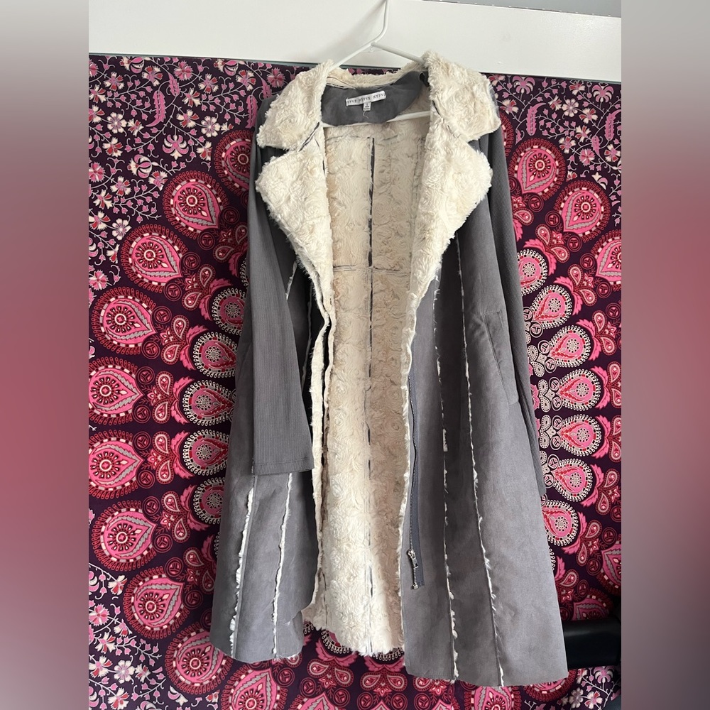 HYFVE faux fair lined suede coat